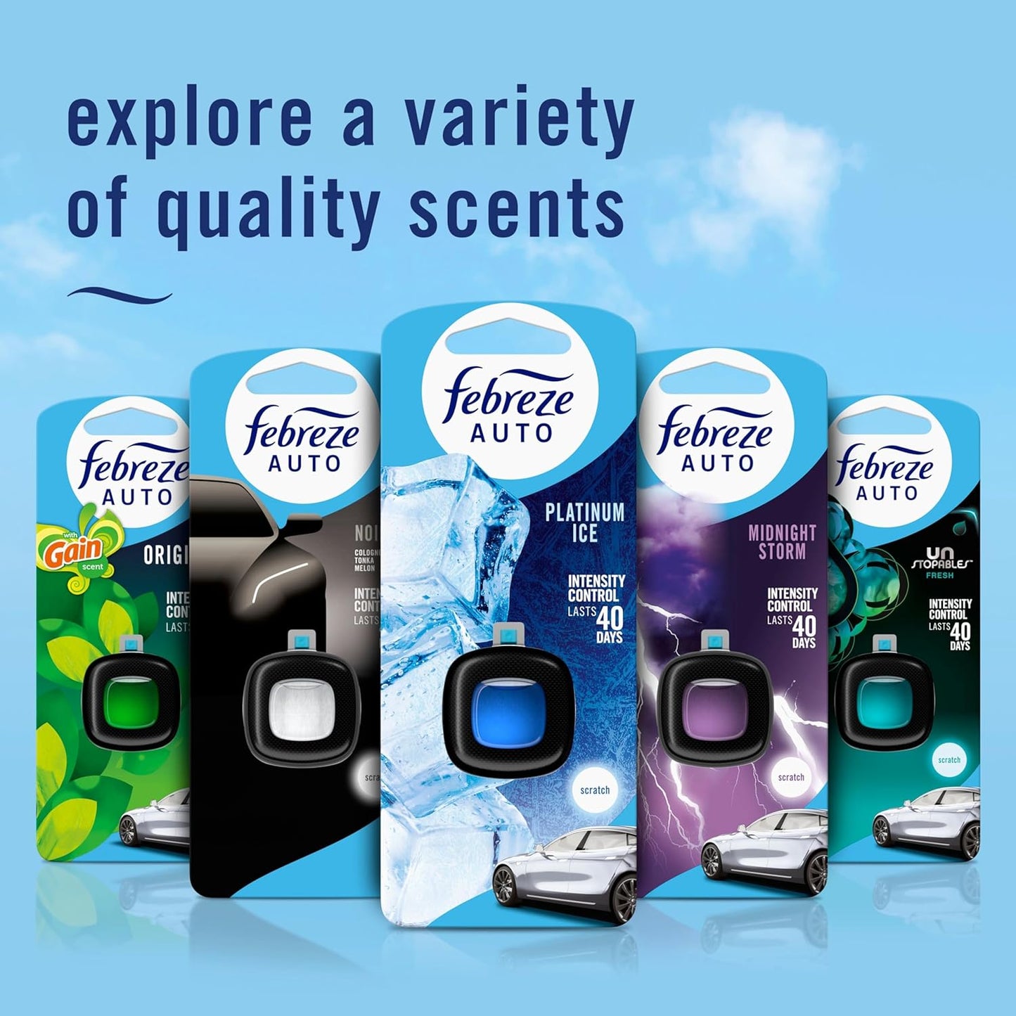 Febreze AUTO Air Freshener, Odor-Fighting Automotive Vent Clip, Scented Car Accessories, Long Lasting for Strong Odors, Tropical Beach Scent, 2 Count