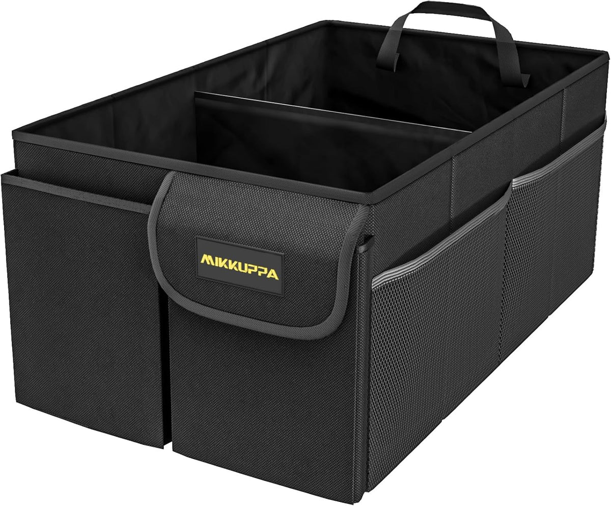 MIKKUPPA Car Trunk Organizer - 65L Collapsible Trunk Organizer with Lid, Sturdy Car Storage for SUV Auto Truck Van with Adjustable Straps and Non Slip Bottom (Black)