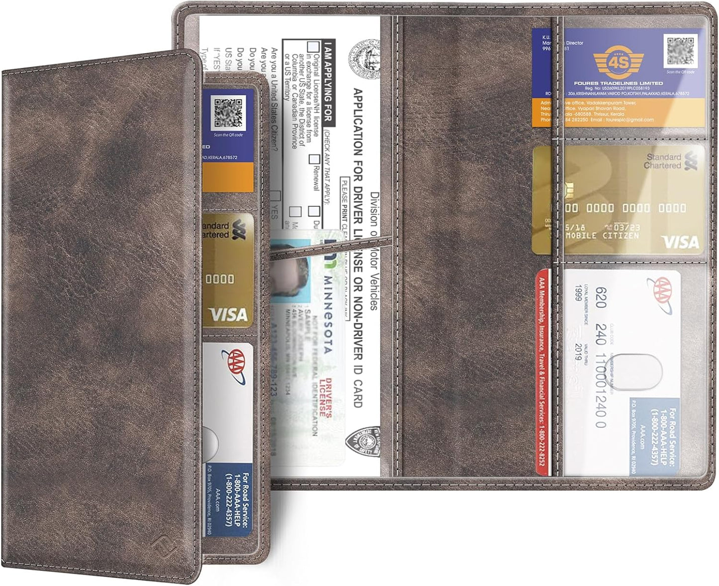 FINPAC Car Registration and Insurance Card Holder, Vehicle Glove Box Card Organizer Wallet Automobile Accessories for License