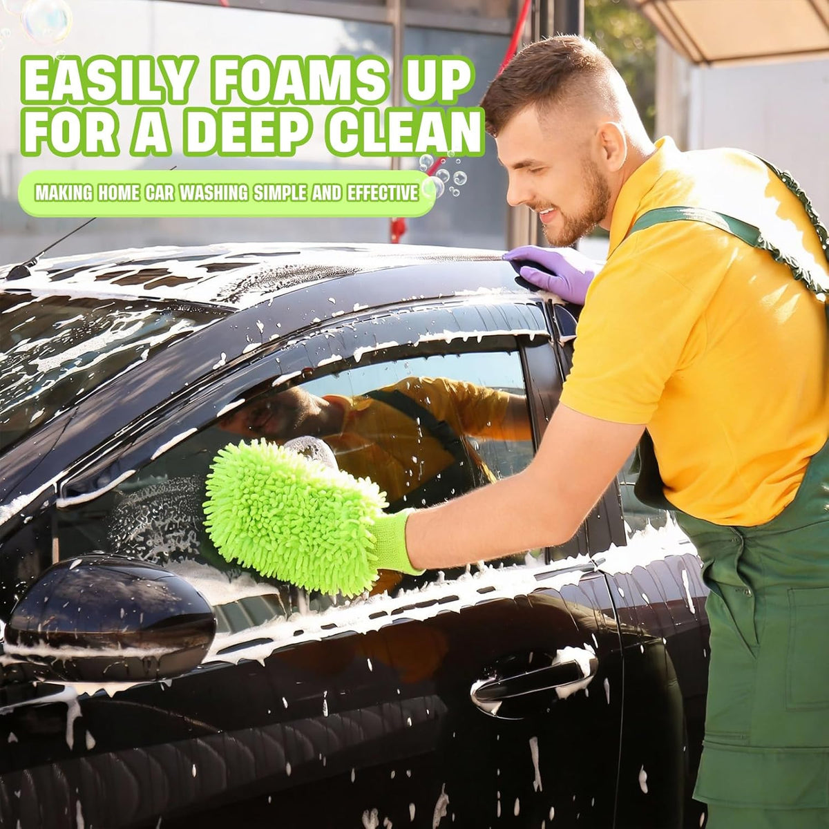 24 Pack Car Wash Mitt Bulk Microfiber, 10'' x 8'' Chenille Car Wash Mitt Gloves, Scratch Free Double Sided No Lint No Marks for Truck SUV and All Vehicle Surfaces (Blue)