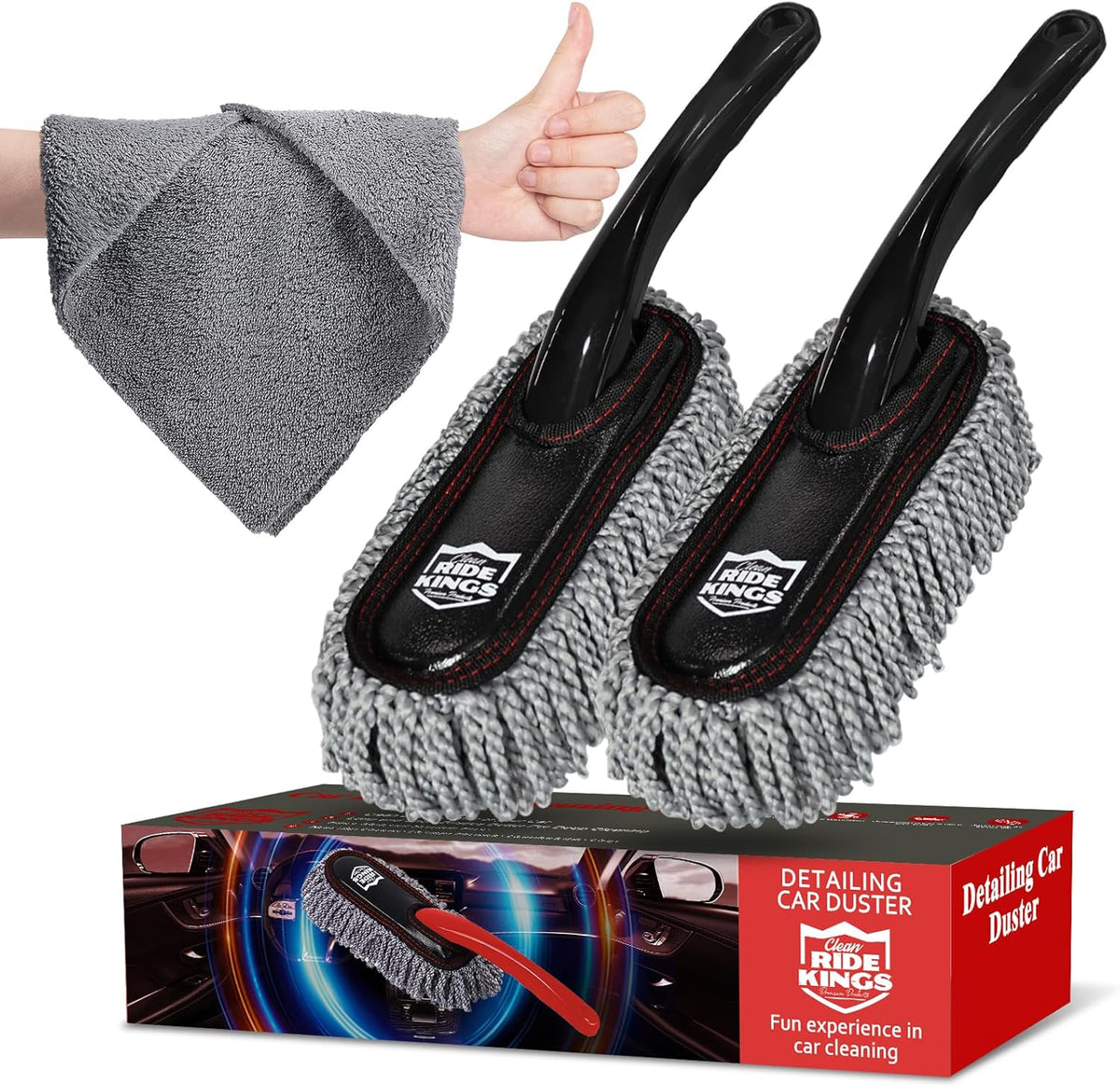 Car Detailing Kit - 3 Packs: Car Duster, Interior Cleaning Brush, Microfiber Towels | Detail Tools