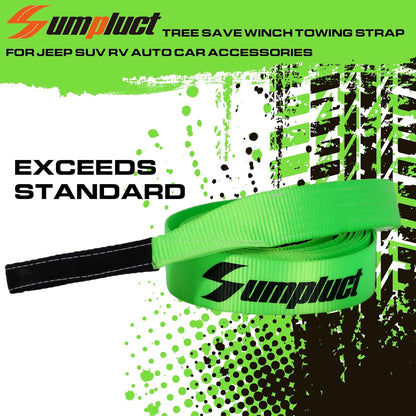 Recovery Tow Strap 2in X 20ft Heavy Duty 20,000 lbs Break Strength, Use for Emergency Towing Rope, Tree Saver, Winch Extension, Triple Reinforced Loops, Protective Sleeves,Car Accessories