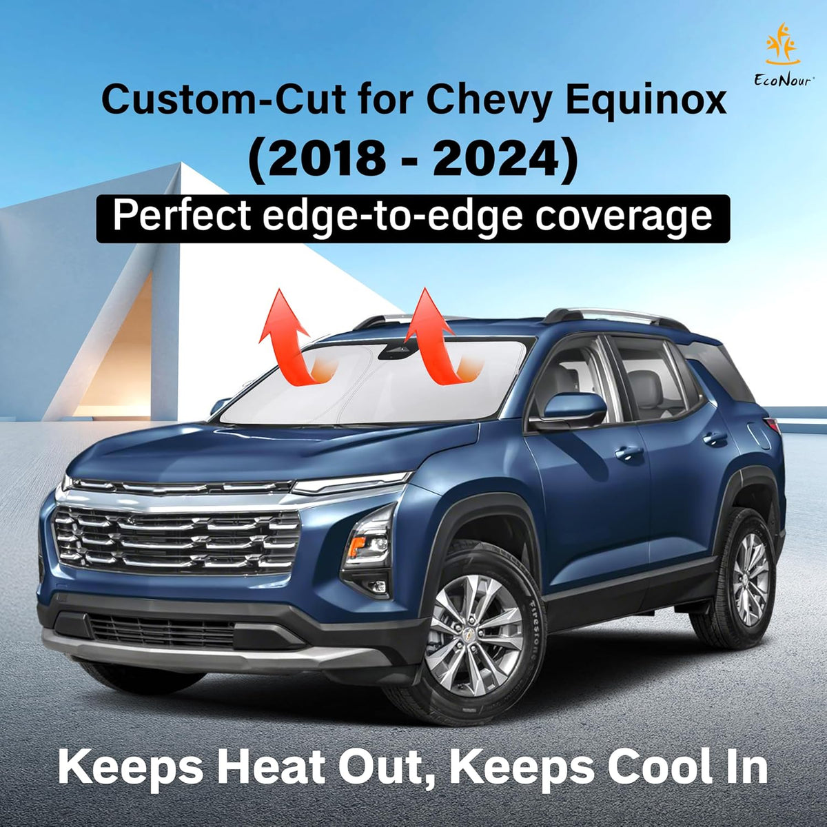 EcoNour Car Windshield Sun Shade | 2025 Upgraded Innovative No-Light-Pass Technology for Maximum Coverage | Foldable Sun Shade Keeps Your Vehicle Cool | Must-Have Car Accessories | Small (59" x 29") - Colors J