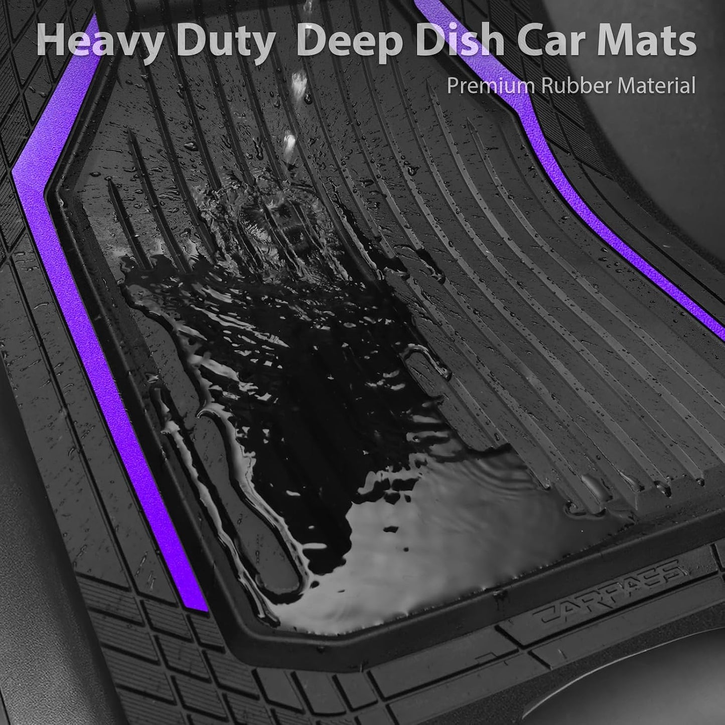 CAR PASS Heavy Duty Rubber Floor Mats for Car, Waterproof Liner Deep Dish Car Mats Full Sets, Universal Trim to Fit for SUV Truck Sedans Vans, All Weather Automotive Floor Mats 3pcs, Solid Black