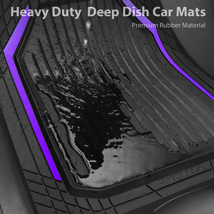 CAR PASS Heavy Duty Rubber Floor Mats for Car, Waterproof Liner Deep Dish Car Mats Full Sets, Universal Trim to Fit for SUV Truck Sedans Vans, All Weather Automotive Floor Mats 3pcs, Solid Black