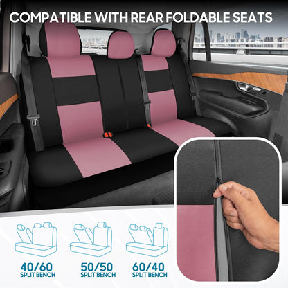 BDK PolyPro Car Seat Covers Full Set in Charcoal on Black – Front and Rear Split Bench for Cars, Easy to Install Cover Set, Accessories Auto Trucks Van SUV