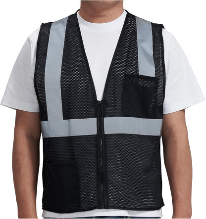 AYKRM 2 Pocket Mesh High Visibility Reflective Safety Vest for men & Women ANSI/ISEA 107 Standards