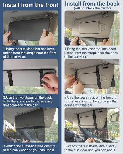 NAZZO Sun Visor Extender for Car, Sun Blocker with PC Sunshade Lens, Magnetic Mounting Adjustable Position, Protect from Glare, UV Rays, Snow Blindness for Safe Driving, Universal for Car, SUV (Black)