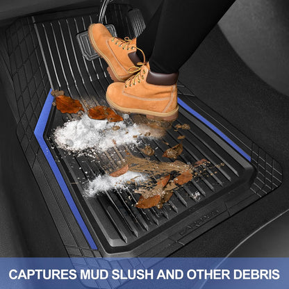 CAR PASS Heavy Duty Rubber Floor Mats for Car, Waterproof Liner Deep Dish Car Mats Full Sets, Universal Trim to Fit for SUV Truck Sedans Vans, All Weather Automotive Floor Mats 3pcs, Solid Black