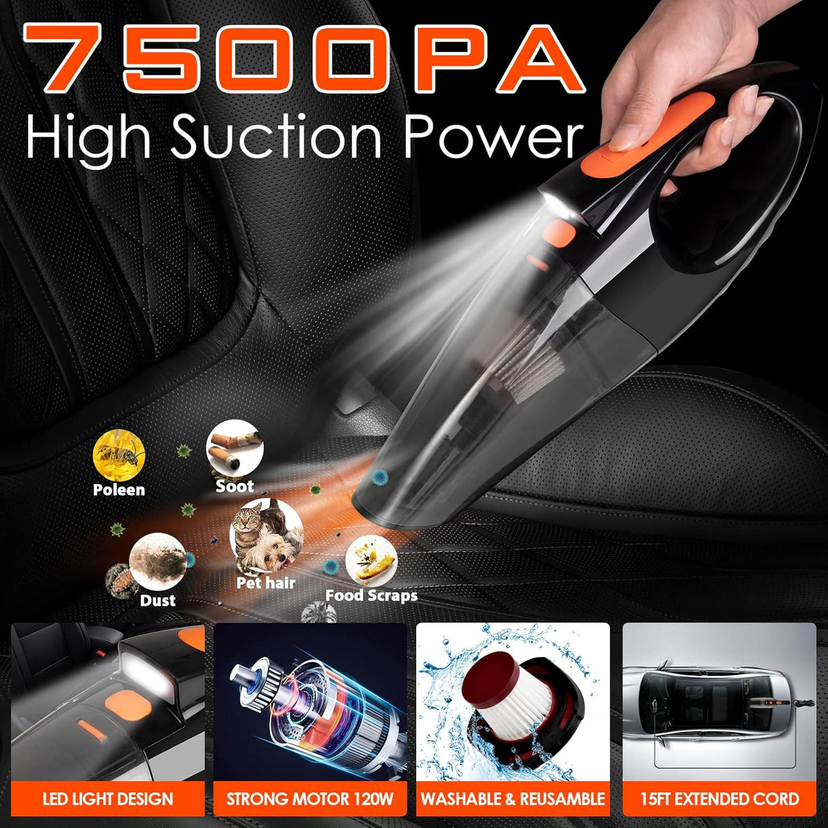 17pcs Car Cleaning Kit, Pink Car Interior Detailing Kit with High Power Handheld Vacuum, Detailing Brush Set, Windshield Cleaner, Cleaning Gel, Complete Auto Accessories for Women Gift