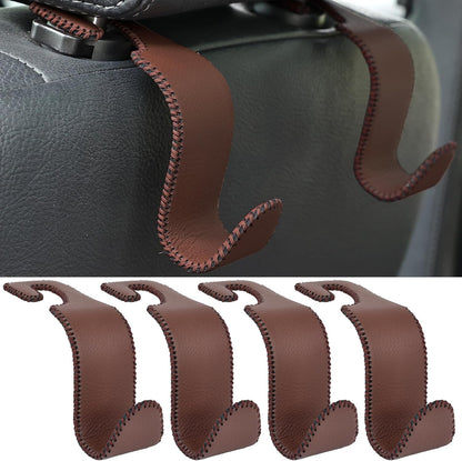 Amooca 4-Pack Car Headrest Hooks Vehicle Storage Organizer for Purses Handbags Groceries Backpack Coats –Holds 55lbs 360° Rotating Black