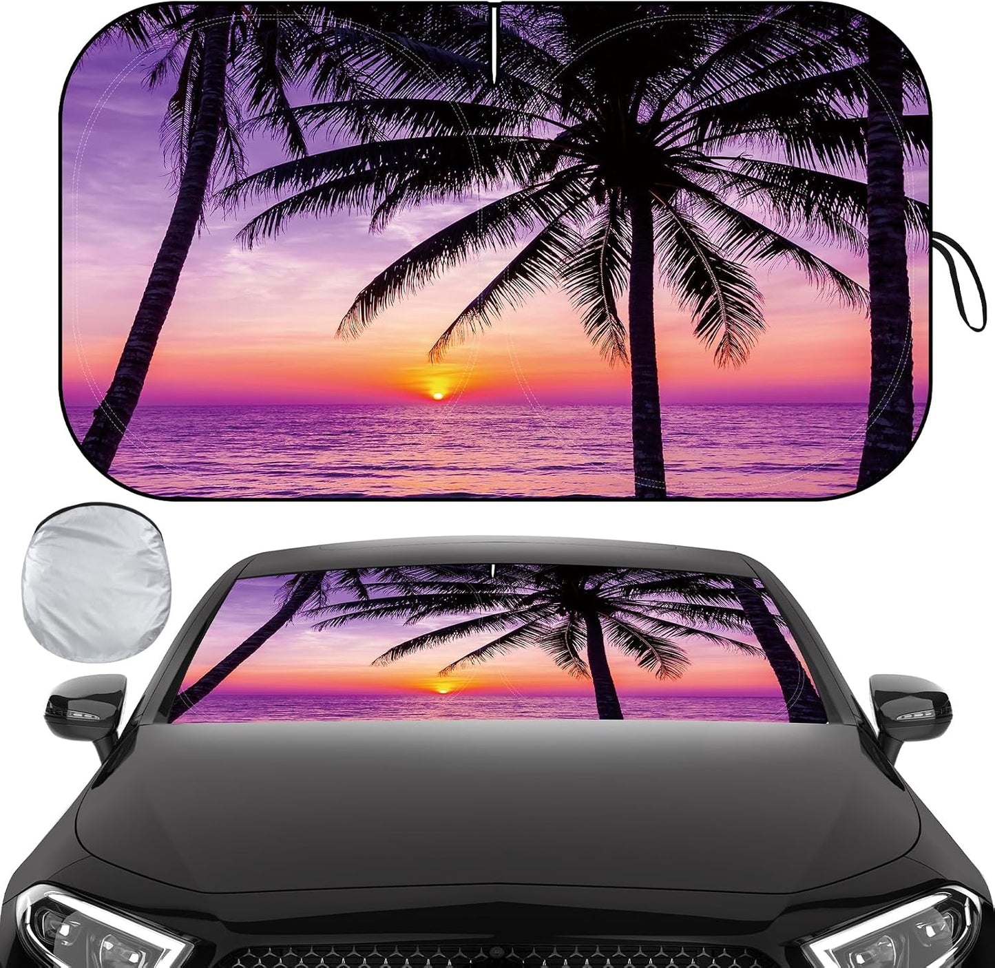 Iridescent Sun Shade for Car Windshield, Foldable Universal Car Windshield Upgrade Sunshade Enhanced UV Rays Reflective Sun Visor Shade Keeps Vehicle Cool