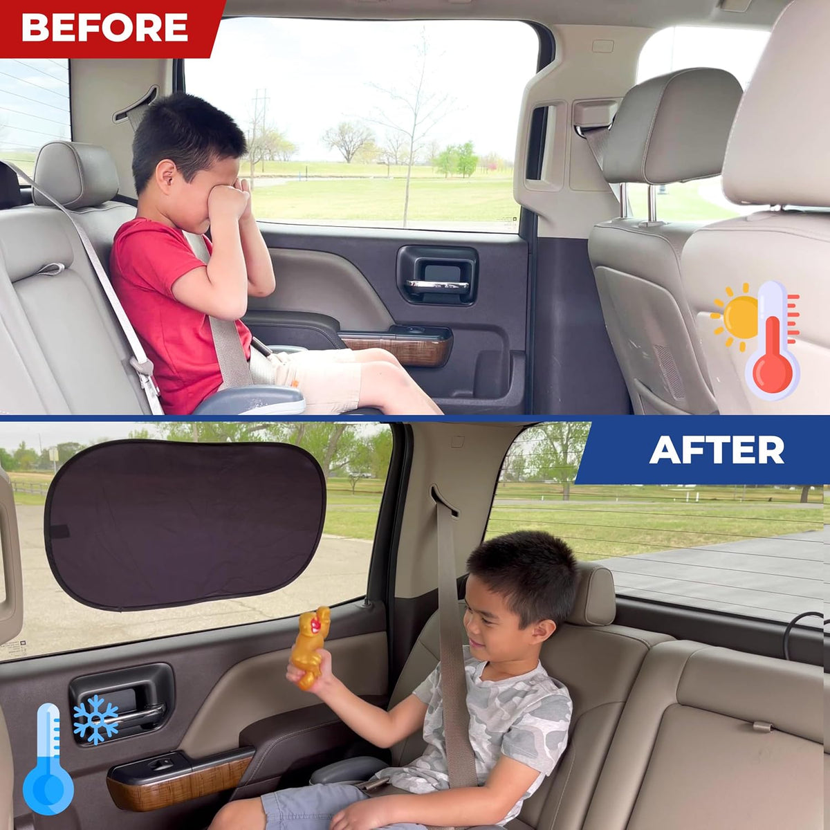 EcoNour Car Window Shades for Baby (4 Pack) | Protects Baby from Window Sun & Heat | Sun Shade Side Windows for Kids | Automotive Sun Protection from UV | Child Safety Accessories | Medium - 20"x12"