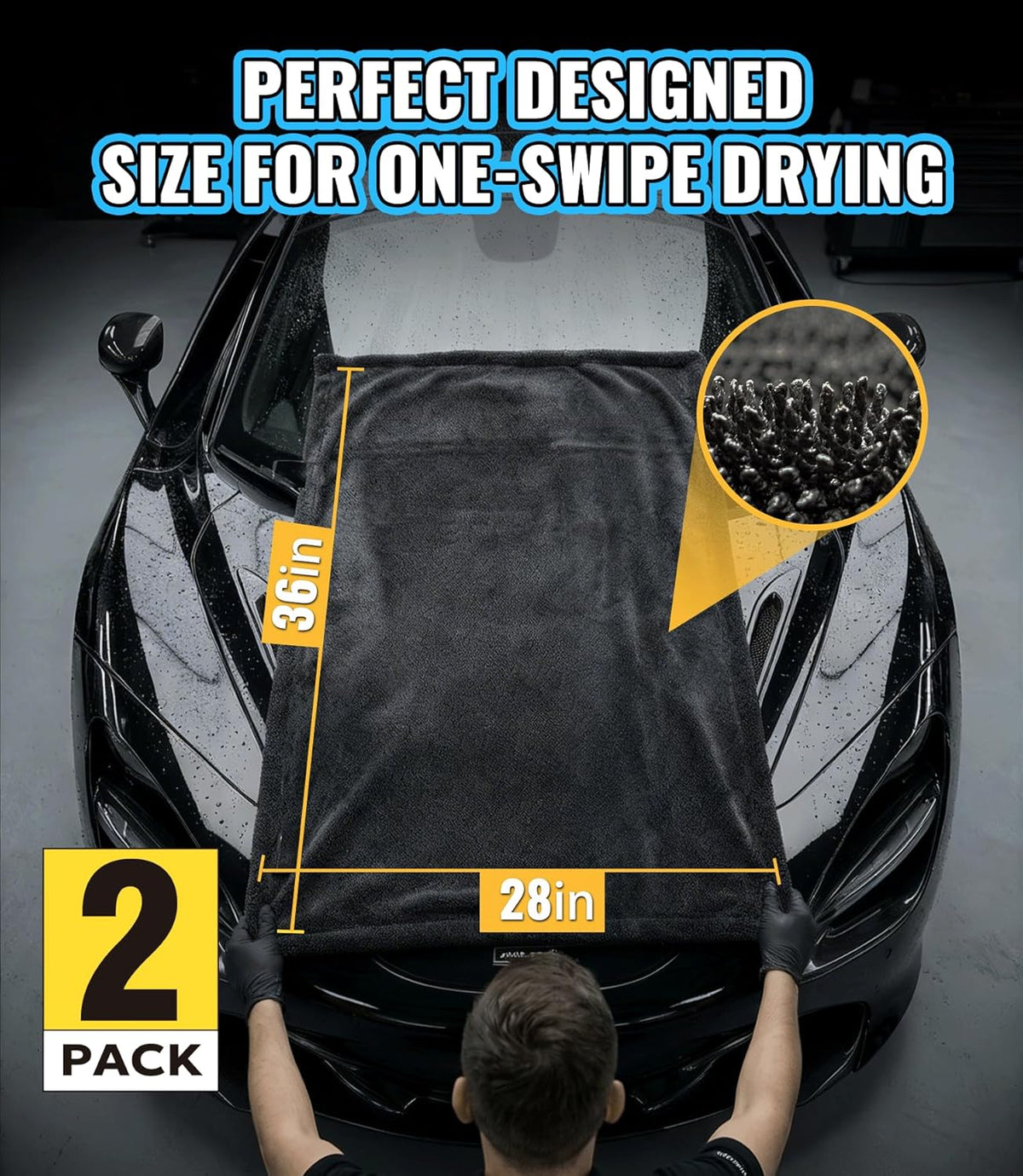 1400 GSM Car Drying Towels – XXL Microfiber Towels for Cars (48" x 24"), Ultra-Absorbent, Streak-Free, Scratch-Free, No Water Spots, Double-Twist Pile & Edgeless Design