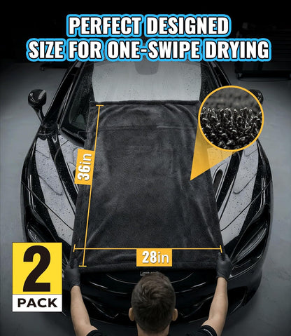 1400 GSM Car Drying Towels – XXL Microfiber Towels for Cars (48" x 24"), Ultra-Absorbent, Streak-Free, Scratch-Free, No Water Spots, Double-Twist Pile & Edgeless Design