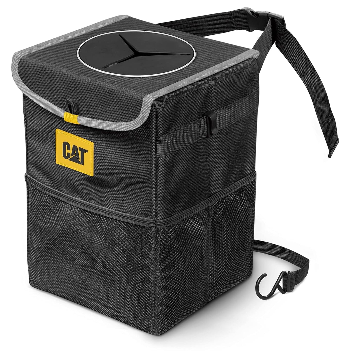 CAT® Car Trash Can & Ice Cooler – 2.4 Gallon Hanging Organizer with Anti-Spill Lid, Leak-Proof Waterproof Liner, Multi-Use Vehicle Bin for Cars, Trucks, SUVs – Heavy-Duty Travel Accessory