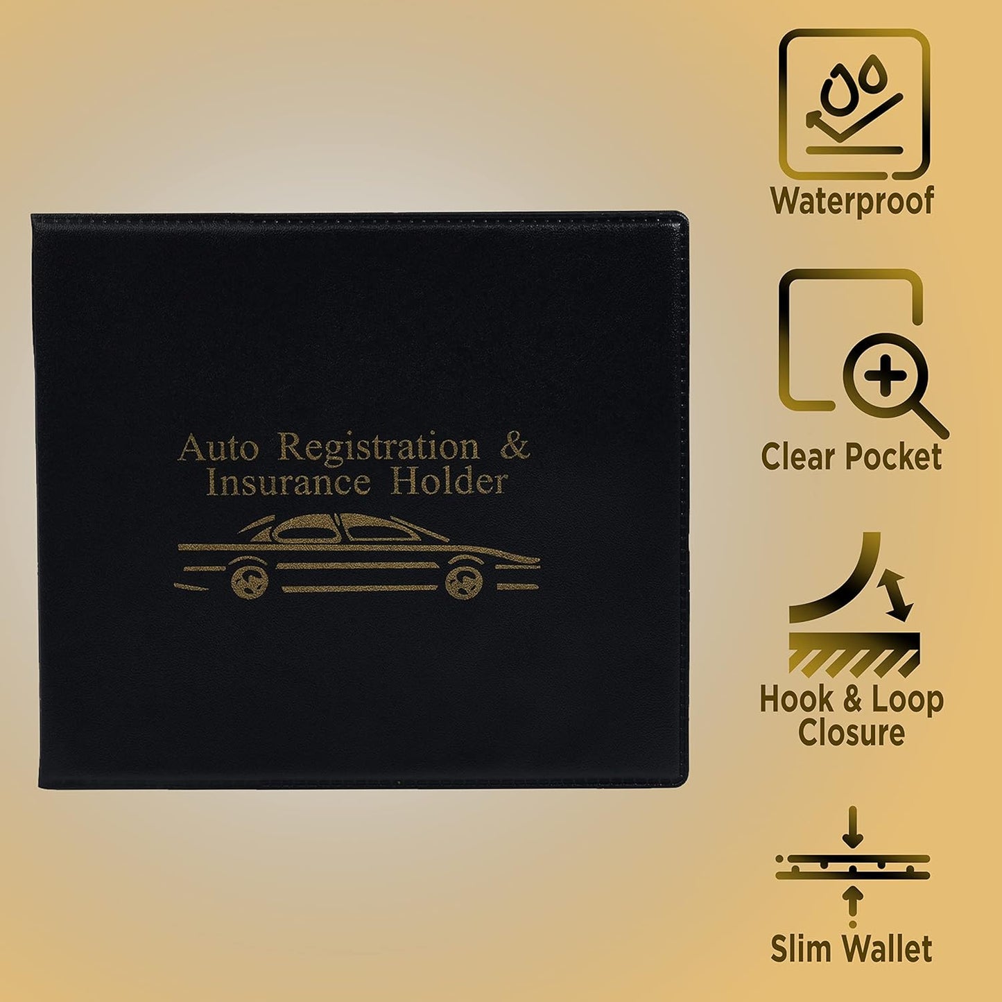 Andalus Auto Registration & Insurance Card Holder Pack of 2, Waterproof Essential Car Registration Holder with Hook & Loop Closure, Perfect for Every Vehicles Glove Boxes (White - 5 1/8" x 4 5/8")