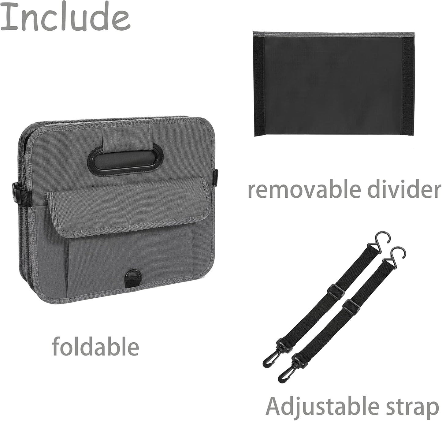 AOKJOY Car Trunk Organizer Car Storage Organizer Collapsible Multi Compartment Car Organizer Adjustable Straps for SUV(Beige)
