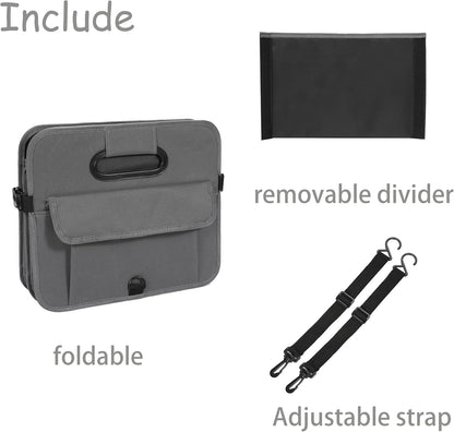 AOKJOY Car Trunk Organizer Car Storage Organizer Collapsible Multi Compartment Car Organizer Adjustable Straps for SUV(Beige)