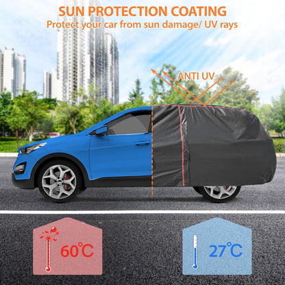 6 Layers Car Cover Waterproof All Weather Car Cover Waterproof All Weather, Outdoor Full Exterior Cover Rain Sun UV Snowproof Protection with Zipper Cotton for SUV (185-190inch)