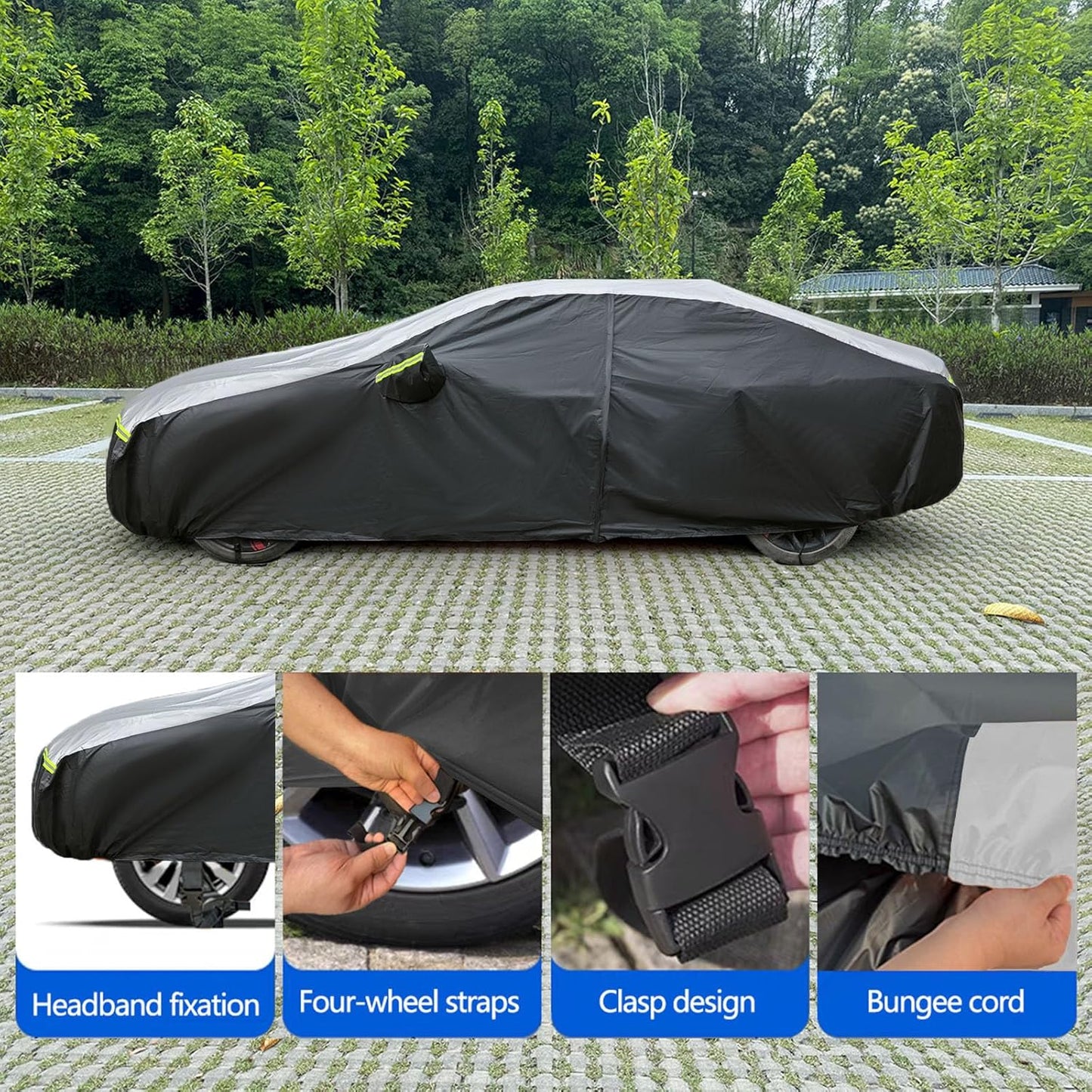 SUV car Cover All Weather Waterproof Murano, Subaru Outback/Solterra，Cadillac XT5/SRX, Buick Envision and Other Models -Outdoor Sunshade Protection with Zipper (Length 188 to 195 inch)
