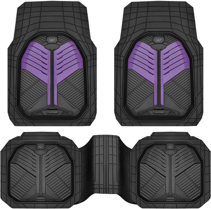 CAR PASS Heavy Duty Rubber Car Mats with Cargo Liner, Deep-Dish Car Floor Mats and Trunk Mat All Weather, Universal Trim-to-Fit for SUVs Trucks Sedans, Waterproof Anti-Slip, Trimmable V12 Black