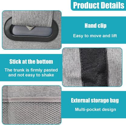 Car Trunk Organizer, Collapsible Multi-Compartment Auto Storage Box with 4 Pockets, Waterproof Oxford Fabric Car Trunk Container Accessories for Sedan SUV Truck (Black)