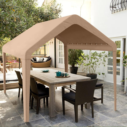 Carport Replacement Canopy Cover 10'x20' for Tent Top Garage Shelter Cover with Ball Bungees, 800D Oxford Replacement Cover Waterproof & UV Protection, Not Included Frame (Light Brown)