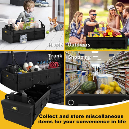 MIKKUPPA Car Trunk Organizer with Cooler - 100L Large Car Organizer, 1680D Oxford Collapsible Suv Trunk Storage with 2 Adjustable Straps for Auto, Truck, Suv (Gray)