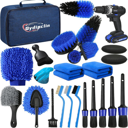 Qydipclin 45Pcs Car Detailing Kit, Car Detailing Brush Set, Car Wash Cleaning Kit, Car Detailing Brushes, Professional Car Care Kit for Interior Exterior Wheels, Blue