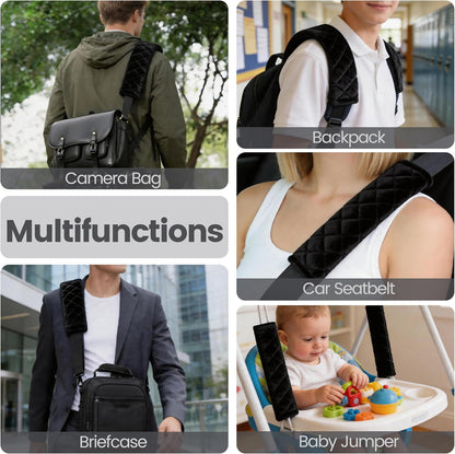 Amooca Soft Auto Seat Belt Cover Seatbelt Shoulder Pad 2 PCS for a More Comfortable Driving Compatible with All Cars and Backpack Black