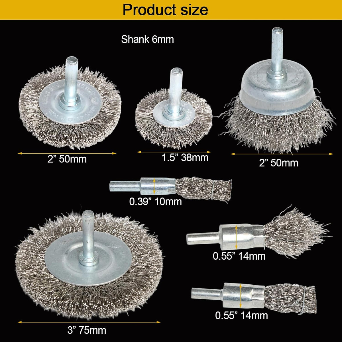 10PCS Stainless Steel Wire Wheel Brush Set,Cup Wire Brush for Drill with 1/4 Inch Shank, Wire Brushes for Cleaning Rust Removal, Corrosion & Scrub Surfaces