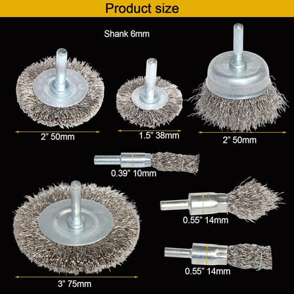 10PCS Stainless Steel Wire Wheel Brush Set,Cup Wire Brush for Drill with 1/4 Inch Shank, Wire Brushes for Cleaning Rust Removal, Corrosion & Scrub Surfaces