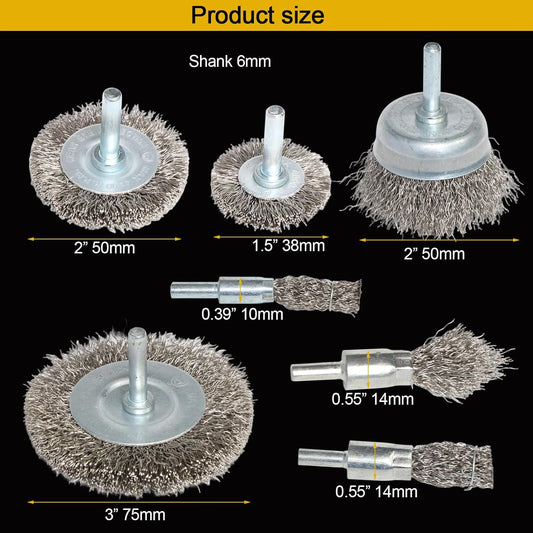 10PCS Stainless Steel Wire Wheel Brush Set,Cup Wire Brush for Drill with 1/4 Inch Shank, Wire Brushes for Cleaning Rust Removal, Corrosion & Scrub Surfaces