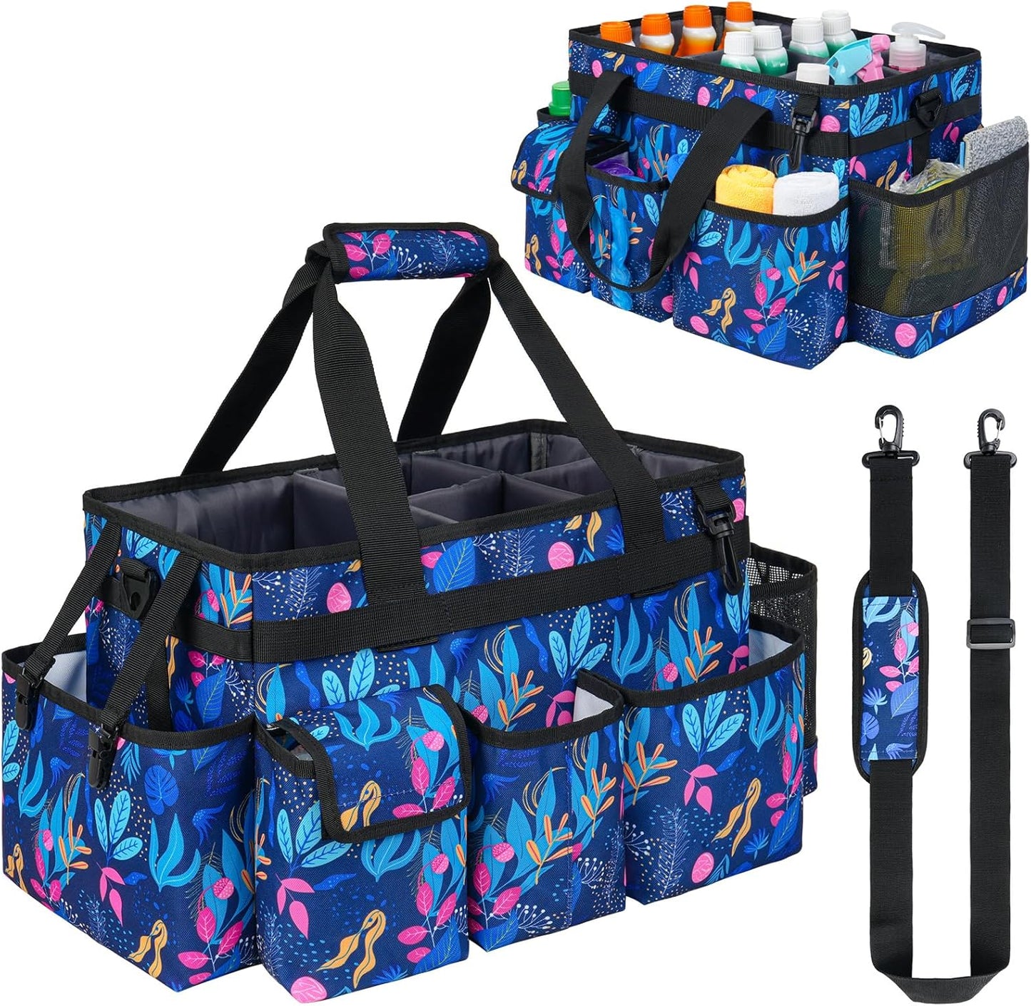Cleaning Caddy,Cleaning Bag for Housekeepers,Cleaning Supplies Organizer with Handle,Black