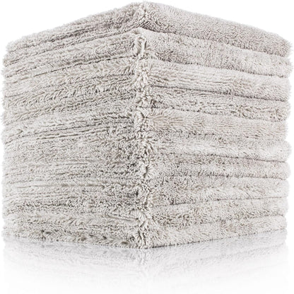 The Rag Company - Creature Edgeless Auto Detailing Towels (10-Pack) Professional 70/30 Blend, Dual-Pile Plush Microfiber, Buffing & Polishing, 420gsm, 16in x 16in, Black