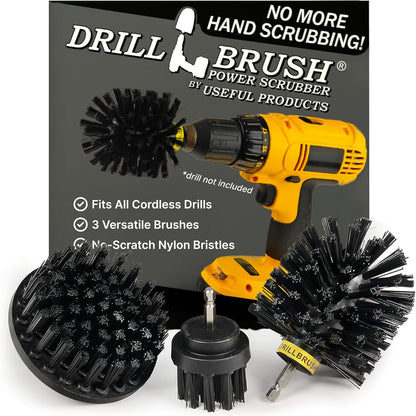 Drillbrush Car Detailing Kit | Drill Brush Set – Soft Bristle Power Scrubber Attachments for Cleaning Car Interior, Upholstery, Carpet, Seats, Wheels, Rims, Dash, Console, and Trim - Nylon Scrub Brush