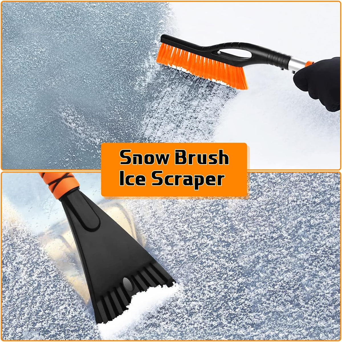 27" Snow Brush and Ice Scrapers for Car Windshield, Trucks, Snow Remover | 2 in 1 Detachable Snow Brush Car Accessories with Ergonomic Foam Handle