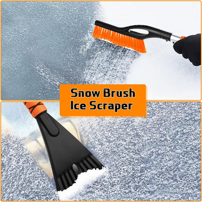 27" Snow Brush and Ice Scrapers for Car Windshield, Trucks, Snow Remover | 2 in 1 Detachable Snow Brush Car Accessories with Ergonomic Foam Handle
