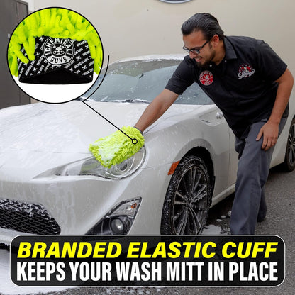 Chemical Guys Chenille Premium Scratch-Free Microfiber Wash Mitt for Car Washing - 2 Pack, Lime Green, Ultra-Soft Car Wash Gloves, Swirl-Free Finish, Safe for Trucks, SUVs, Motorcycles, and More