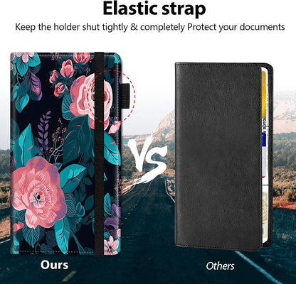 Car Registration and Insurance Holder, Leather Car Glove Box Organizer, Cool Car Accessories for ID, Driver's License Cards & Essential Document, business cards, Men&Women, Retro Audio Cassette