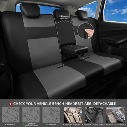 CAR PASS Faux Leather Car Seat Covers Front Seats Only, 3D Foam Support Car Seat Covers, Universal fit for Trucks Vans SUVs Sedans Automotive Comfortable, Airbag Compatible 2 Pieces Front Solid Black
