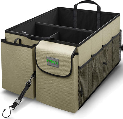 DRIVE - Car Trunk Organizer - Collapsible, Multi-Compartment Automotive SUV Car Organizer for Storage w/Adjustable Straps - Truck & Car Accessories for Women and Men - Black