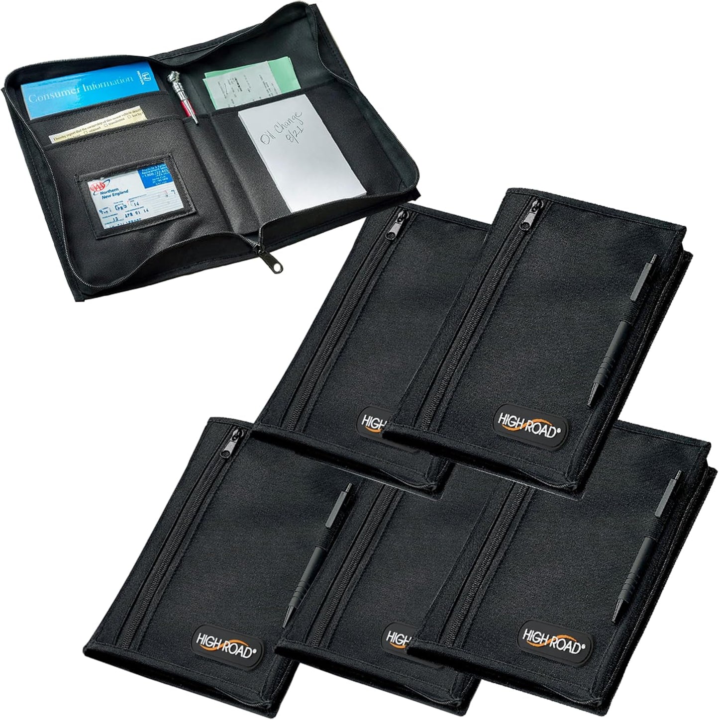 High Road Car Glove Box Organizer, Registration and Insurance Document Holder and Car Manual Holder with Flexible Secure Zippered Case and Note Pad
