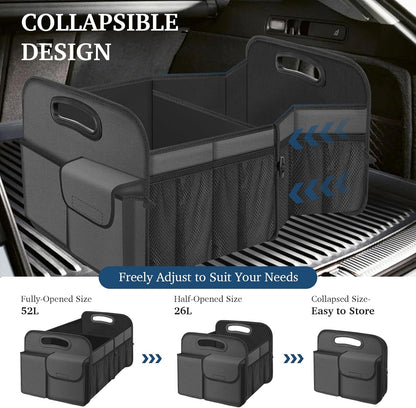 Femuar Car Trunk Organizer with Large Capacity Waterproof Car Accessories for Women & Men, Collapsible Trunk Organizer for Suv/Jeep/Sedan,Tools (Black, Standard)