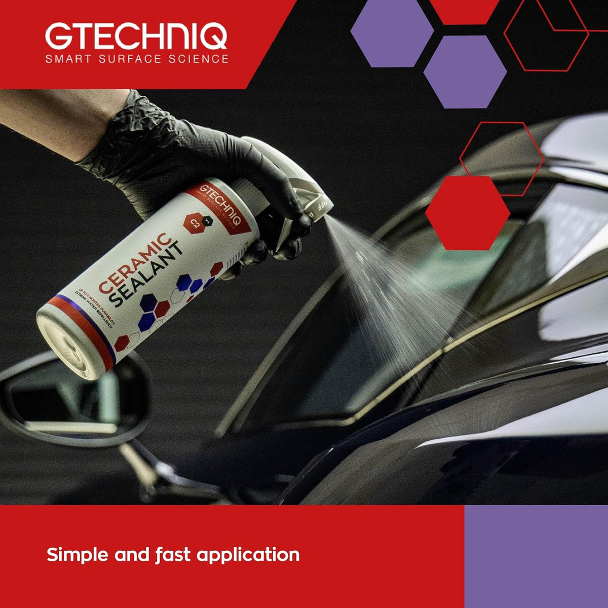 Gtechniq C2 Ceramic Sealant for Cars 16.9 fl oz | Quick Spray-On Paint Protection, Hydrophobic Barrier Repels Dirt & Water, Long-Lasting Gloss & Easy Application