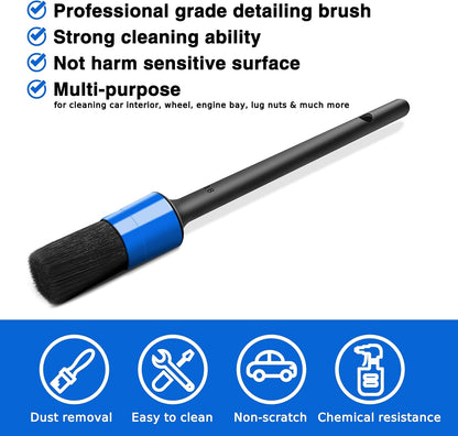 HMPLL 10pcs Auto Car Detailing Brush Set Car Interior Cleaning Kit Includes 5 Boar Hair Detail Brush,3 Wire Brush, 2 Air Vent Brush for Cleaning Car Interior Exterior, Dashboard Engines Leather Wheel