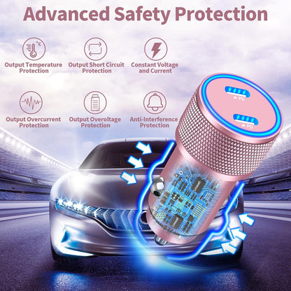 [Apple MFi Certified] iPhone 17 Car Charger, Linocell 90W USB C Car Charger Dual PD Power Cigarette Lighter Adapter with 2Pack Type C Braided Cable for iPhone 17/17 Pro Max/16/15/Galaxy S26/S25/Pixel