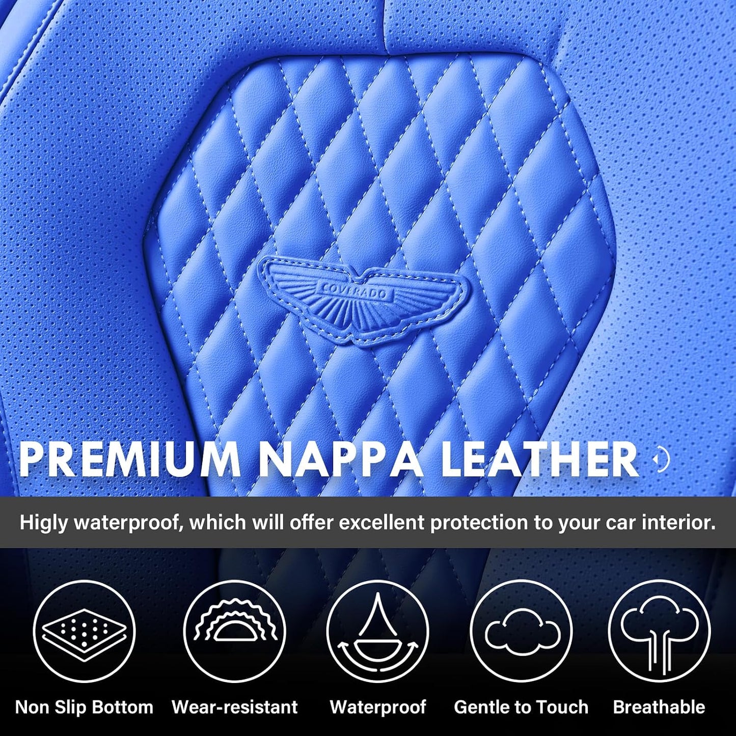 Coverado Seat Covers, Car Seat Covers Full Set, Black Car Seat Cover, Car Seat Covers Front Seats Back Seat Cover, Waterproof Car Seat Cushion, Leather Seat Covers Seat Protector Fit for Most Cars