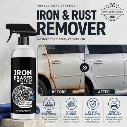 Iron Eraser Iron and Rust Remover, 2PCS Iron Eraser Rust Remover Spray for Car Wheels and Paint, Fast Acting Rust and Brake Dust Remover, 2026 New Professional Automotive Surface Cleaning (0A)